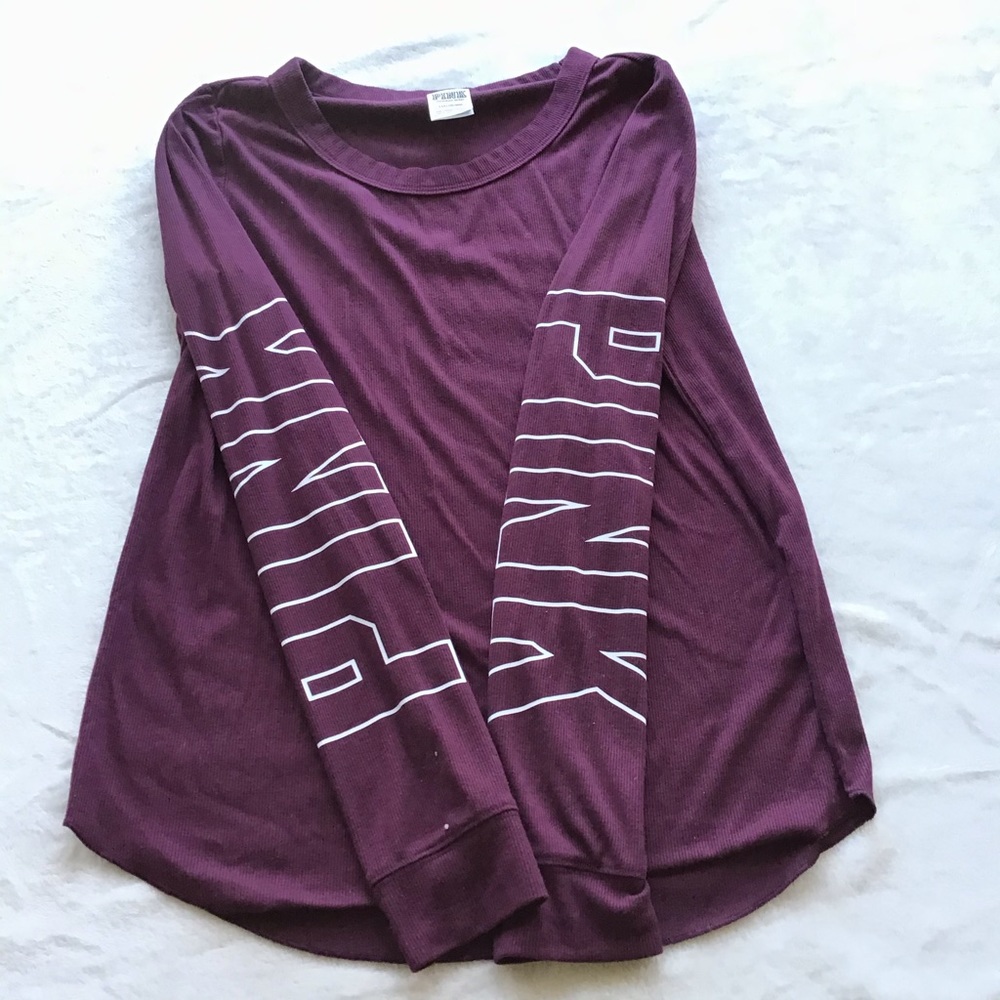 Pink, long sleeve top. Burgundy